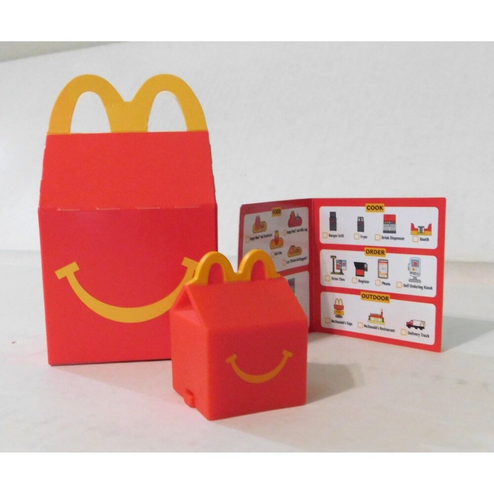 McDonalds Mini Happy Meal Box Red Smiley Face Shrunken Toy Collectible